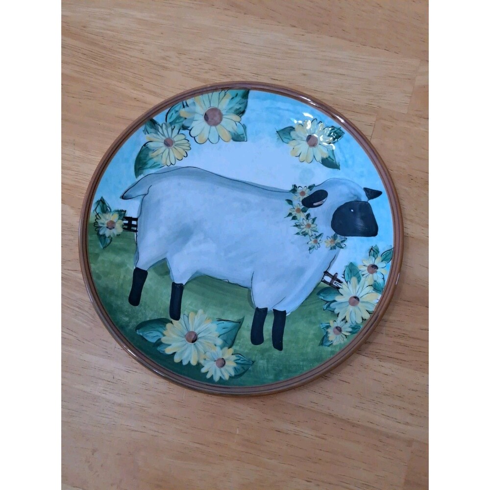 Cracker Barrel Susan Winget Farmhouse Salad Plate Whimsical Sheep Floral